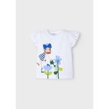 Mayoral Yazlık Kız Çocuk Mavi Tema Baskılı T-Shirt - Beyaz - 4 Yaş