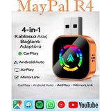 Maypal 4'ü 1 Arada Ekran Yansıtmalı Kablosuz Carplay & Android Auto Dönüştürücü, Ios&android Uyumlu - Turuncu
