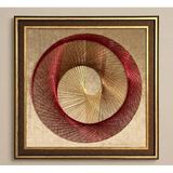 May's Nest Filografi Tablo - 50x50 cm Modern Duvar Dekoru - Kırmızı ve Altın Sarısı Tel Sanatı