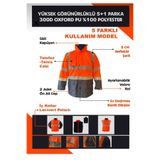 MaySafe Yerli 5+1 Reflektörlü Kışlık Mont Parka İçi Çıkmalı Yerli Kaban İşçi Montu Mühendis Montu