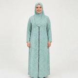Maysam Hac Umre Hediyelik Pratik Namaz Elbisesi - Mint Yeşili Çiçek Desenli Fermuarlı Tek Parça Tesettür Namazlık - 4
