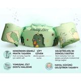 MayToys Dino Desenli Kendinden Şişmeli Bebek Kolluk - Göğüs Destekli Güvenli Yüzme Yeleği Deniz Havuz Simidi