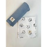 Mayu Baby Collection 2 Adet Tek Katlı Müslin Çok Amaçlı Örtü, Bebek Battaniyesi, 80X100 Ebadında - İndigo