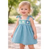 Mayu Baby Collection Mavi Örgü Müslin Kız Çocuk Elbisesi