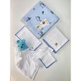 Mayu Baby Collection Müslin Bebek Battaniyesi ve Amigurami Uyku Arkadaşlı Bebek - Mavi