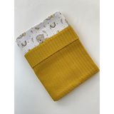 Mayu Baby Collection Örgü Pike ve Müslinli Bebek Battaniyesi - Çok Amaçlı Örtü -Çift Taraflı Kullanım - Hardal