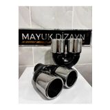 Mayuk Dizayn 76mm Paslanmaz Krom Egzoz Ucu Düz Eşit Uçlu Çift Çıkışlı Her Araca Uyumlu 1 Adet