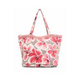 MayurHera Design Pembe Çiçek Desenli Büyük Boy Fermuarlı Omuz Çantası – Çiçek Detaylı Günlük & Shopper Plaj Çanta