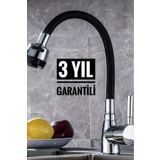 Mayygo 3 Yıl Garantili Oynar Başlıklı Spiral Siyah Kubar Lavabo, Mutfak Esnek Musluk