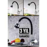MAYYGO Garabtili Lüx Oynar Başlıklı Spiral Renkli Kubar Lavabo Mutfak Esnek Musluk Siyah