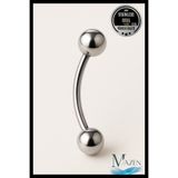 MAZEN 316L Çelik Kavisli Kaş Piercing Labret | 6-8-10 mm Beden Seçenekli Gümüş Renk