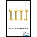 MAZEN 316l Cerrahi Çelik 4'lü Set Tek Top Gold Renk Tragus, Helix, Dudak Piercing