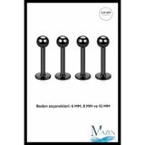 MAZEN 316l Cerrahi Çelik 4'lü Set Tek Top Siyah Tragus, Helix, Dudak Piercing