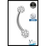 MAZEN 316l Paslanmaz Kararmaz Cerrahi Çelik Taşlı Kaş Piercing (Beden Seçiniz)