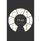 MAZEN 7 Farklı Model Cerrahi Çelik Set Piercing 8 mm