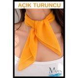 MAZEN Açık Turuncu Şifon Fular | Kadın Boyun Fuları | İnce Hafif Kumaş Aksesuar 45x45 cm