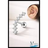 MAZEN Arkası Toplu Helix Küpe Cerrahi Çelik 316l Gümüş Tragus Küpe 1 Adet