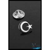 MAZEN Ay Yıldız Yaka Rozeti | Gümüş Renk | Metal Kararmaz | Kadın Erkek Takı Aksesuar | Rozet