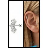 MAZEN Baget Sıralı Kavisli Model Zirkon Taşlı Tragus ve Helix Piercing 1 Adet Gümüş Renk