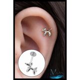 MAZEN Balon Köpek Figürlü Helix Tragus Piercing | Gümüş Renk | 316L Çelik | Minimal Tasarım