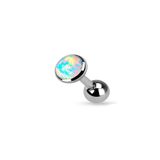 MAZEN Beyaz Opal Taşı Cerrahi Çelik Tragus Helix Piercing Küpe Bir Adet 6 Mm