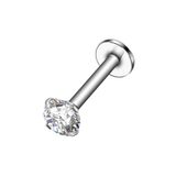 MAZEN Cerrahi Çelik (5 mm Taşlı) Tragus Helix Dudak Kıkırdak Piercing Küpe Gümüş Renk (Beden seçiniz)