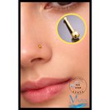 MAZEN Gold Top Uçlu Hızma Burun Piercing | 925 Ayar Gümüş | Gold Renk | Minimal Takı