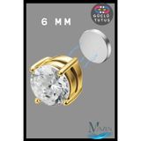 MAZEN Güçlü Mıknatıslı 6 mm Tektaş Küpe | 316L Gold Çelik | Deliksiz Fake Küpe | Erkek Kadın | 1 Adet