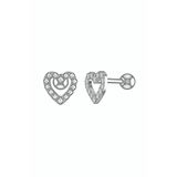 MAZEN Gümüş Kalp Tragus Helix Çelik Piercing Kıkırdak Küpesi Zirkon Taşlı 1 Adet