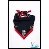 MAZEN Kırmızı Kenarlı Atatürk Desenli Fular | 45x45 cm | Yumuşak Saten Kumaş | Premium Doku