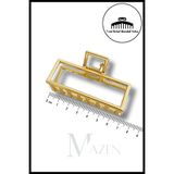 MAZEN Metal Dikdörtgen Mandal Toka, Kadın Saç Tokası, 7 cm, Sarı