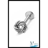 MAZEN Oval Spiral Model Arkası Düz Piercing | 316L Çelik | Gümüş Renk | Tragus Helix Piercing