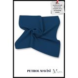 MAZEN Petrol Mavisi Kare Şifon Fular 45x45 cm, Boyun Çanta Pantolon Bilek Aksesuarı, Düz Renk