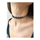 MAZEN Siyah Choker Tasma Tatto Kolye Taşlı