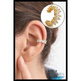 MAZEN Taşlı Ayarlanabilir Ear Cuff | Deliksiz Kıkırdak Küpesi | Gold Renk Kadın Aksesuar