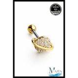 MAZEN Taşlı Gezegen Figürlü Tragus Helix Piercing | 316L Çelik Takı Gold Renk