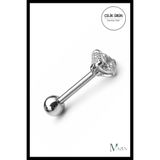 MAZEN Taşlı Labret Piercing Arkası Toplu Gümüş Renk Vidalı Tragus Helix Kulak Piercingi