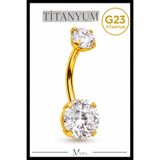 MAZEN Titanyum G23 Belly Göbek Piercing Taşlı Hipoalerjenik Vidalı Gümüş Renk Premium Kalite