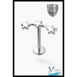 MAZEN Üçlü Yıldız Helix Piercing | 6 mm Bar | Gold 316L Çelik Flat Back Tragus Gümüş Renk