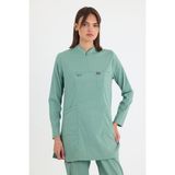 Mazey Uniform Çağla Yeşili Likralı Viscon Hakim Yaka Tesettür Hemşire ve Doktor Scrubs Hastane Üniforma - XL
