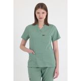 MAZEY UNİFORM Çağla Yeşili Likralı Viscon V Yaka Fit Kesim, Hemşire ve Doktor Scrubs, Premium Hastane Üniforma