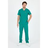 Mazey Uniform Cerrahi Yeşil Viscon Likralı V Yaka Takma Kol , Hemşire ve Doktor Scrubs Premium Hastane Üniforma - XL