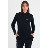 Mazey Uniform Siyah Likralı Viscon Hakim Yaka Tesettür Hemşire ve Doktor Scrubs Hastane Üniforma - 2XS