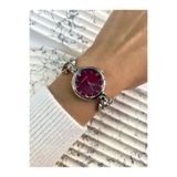 Mazzy Vintage Yuvarlak İçi Bordo Gümüş Kadın Kol Saati