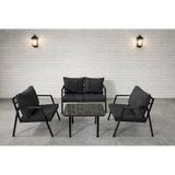 Mb Garden Furnıture Dream Balkon, Bahçe Takımı, Cafe, Metal Kanepe, Koltuk Takımı, Bahçe Mobilyası, 2+1+1 Sehpalı Antrasit