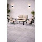 Mb Garden Furnıture Dream Balkon, Bahçe Takımı, Cafe, Metal Kanepe, Koltuk Takımı, Bahçe Mobilyası, 2+1+1 Sehpalı Bej