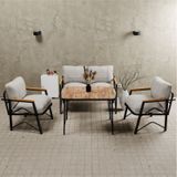 Mb Garden Furnıture Simetri Model, Balkon, Bahçe, Cafe, Metal Koltuk Takımı, Bahçe Takımı , Çay Seti, 2 1 1 Masa Krem