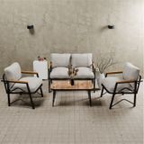 Mb Garden Furnıture Simetri Model, Balkon, Bahçe, Cafe, Metal Koltuk Takımı, Bahçe Takımı , Çay Seti, 2 1 1 Orta Sehpalı Krem