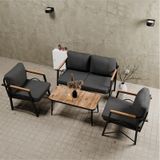 Mb Garden Furnıture Simetri Model, Balkon, Bahçe, Cafe, Metal Koltuk Takımı,bahçe Takımı,çay Seti,2+1+1+sehpalı Süngerli Antrasit