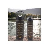M&B Water Bottle 2'li Motivasyonel Matara Seti, 2000ml + 900ml, Siyah, Pipetli Sporcu Su Şişesi